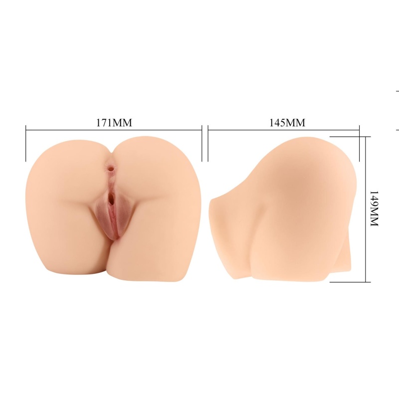 Masturbator Rolonda z dwoma kanałami anatomicznymi z TPE - 17,1 × 14,9 × 14,5 cm - 10