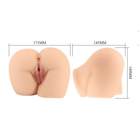 Masturbator Rolonda z dwoma kanałami anatomicznymi z TPE - 17,1 × 14,9 × 14,5 cm - 10