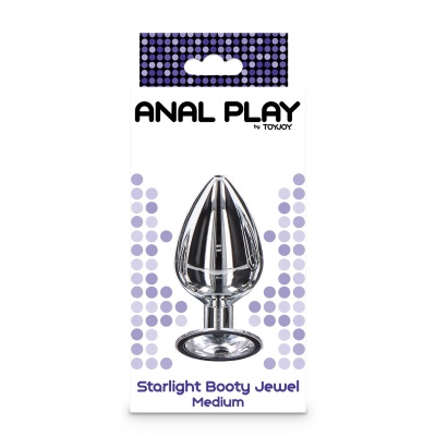 Korek analny Starlight Booty Jewel Medium z aluminium i kryształem – 8 cm - 1 2