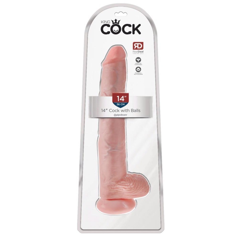 Dildo King Cock 14-calowe z Jądrami – Realistyczny Kształt, Przyssawka, 35,6 cm - 1