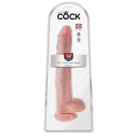 Dildo King Cock 14-calowe z Jądrami – Realistyczny Kształt, Przyssawka, 35,6 cm - 1