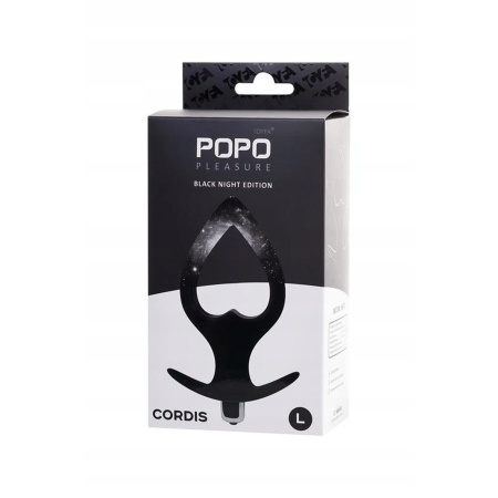 Wibrujący korek analny POPO Cordis Vibro Black, rozmiar L, 7 trybów wibracji, kształt serca, wyjmowana wkładka - 1