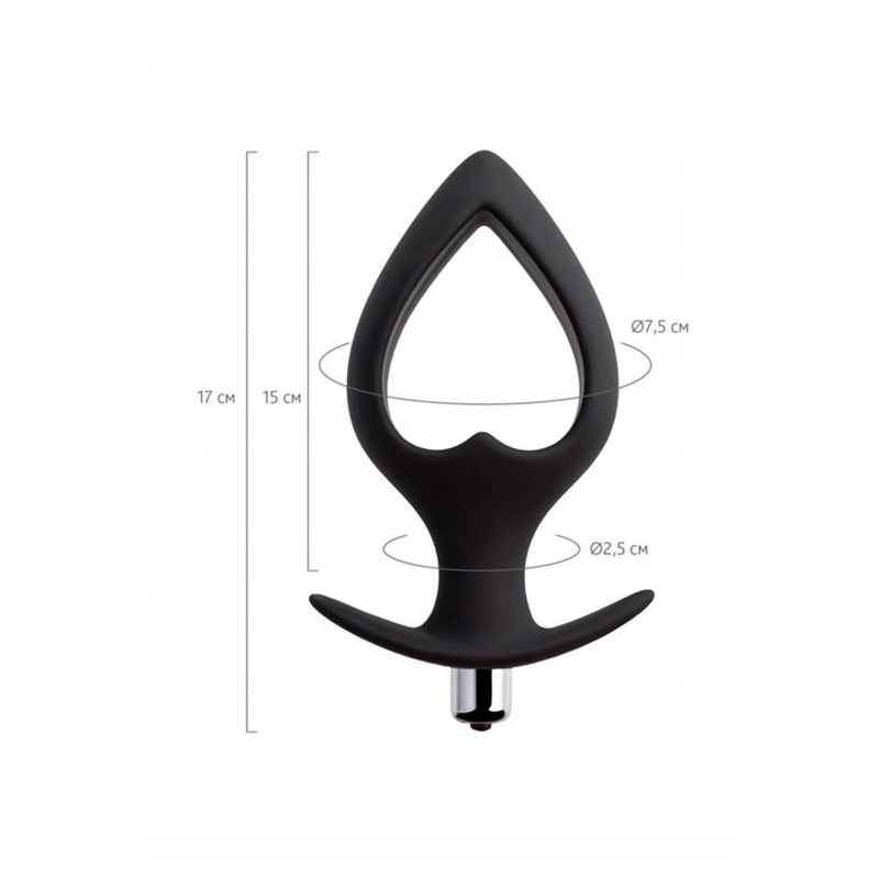 Wibrujący korek analny POPO Cordis Vibro Black, rozmiar L, 7 trybów wibracji, kształt serca, wyjmowana wkładka - 4
