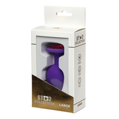 Star Collection - Purple Silicone Anal Plug L - Pink Stone - 1