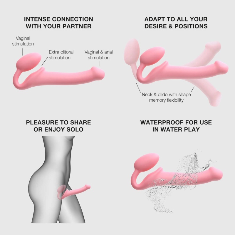 SEMI-REALISTIC BENDABLE STRAP-ON PINK - M - 4