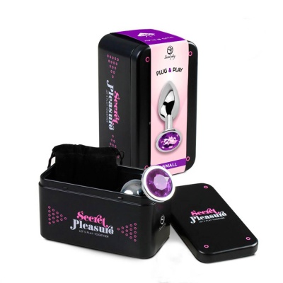 PURPLE JEWELLED METAL BUTT PLUG S - 1