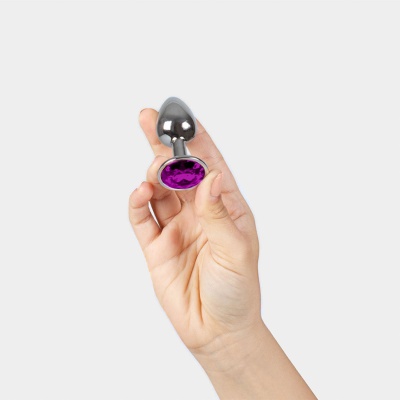 PURPLE JEWELLED METAL BUTT PLUG S - 1 2