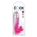 Dildo KingCockClear 6 z jądrami i przyssawką, przezroczysty róż, 17,8 cm, śred. 3,8 cm - 1