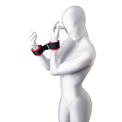 Anonymo handcuffs, velour, red, 24 cm - 1