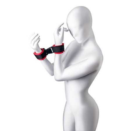 Anonymo handcuffs, velour, red, 24 cm - 1