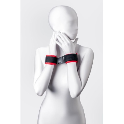Anonymo handcuffs, velour, red, 24 cm - 1 2