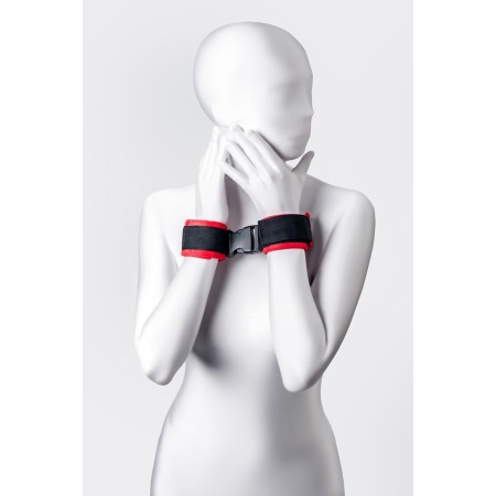 Anonymo handcuffs, velour, red, 24 cm - 2