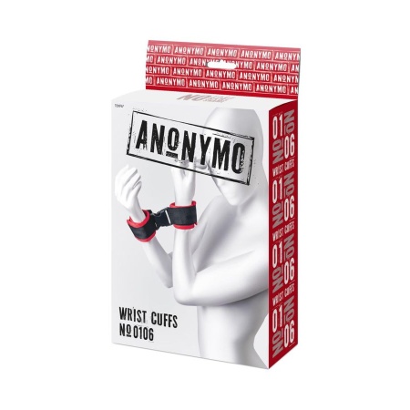 Anonymo handcuffs, velour, red, 24 cm - 7