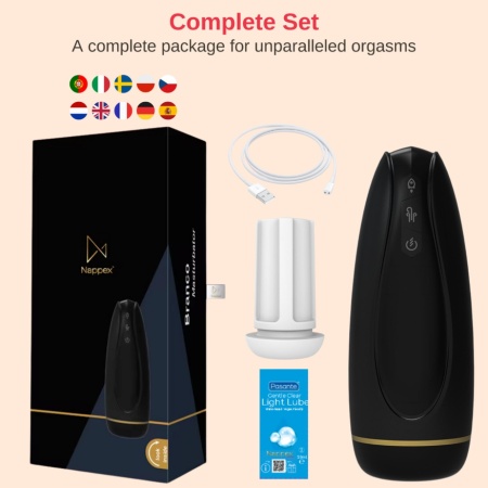 Masturbator - Nappex™ Branco Black - Premium Mastubators (10 Languages - 10