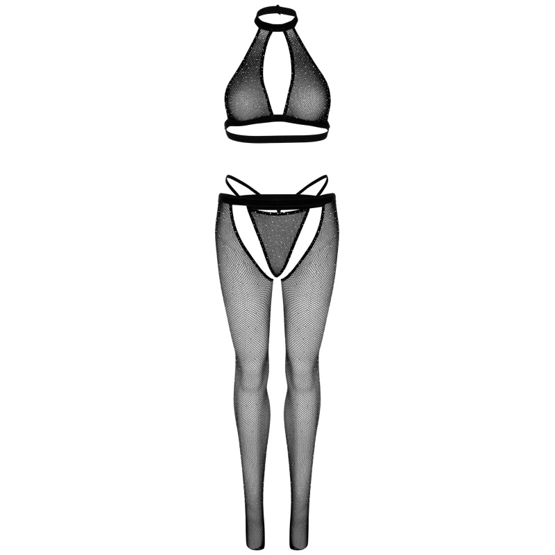 Fishnet top g-string & tights Black - 5