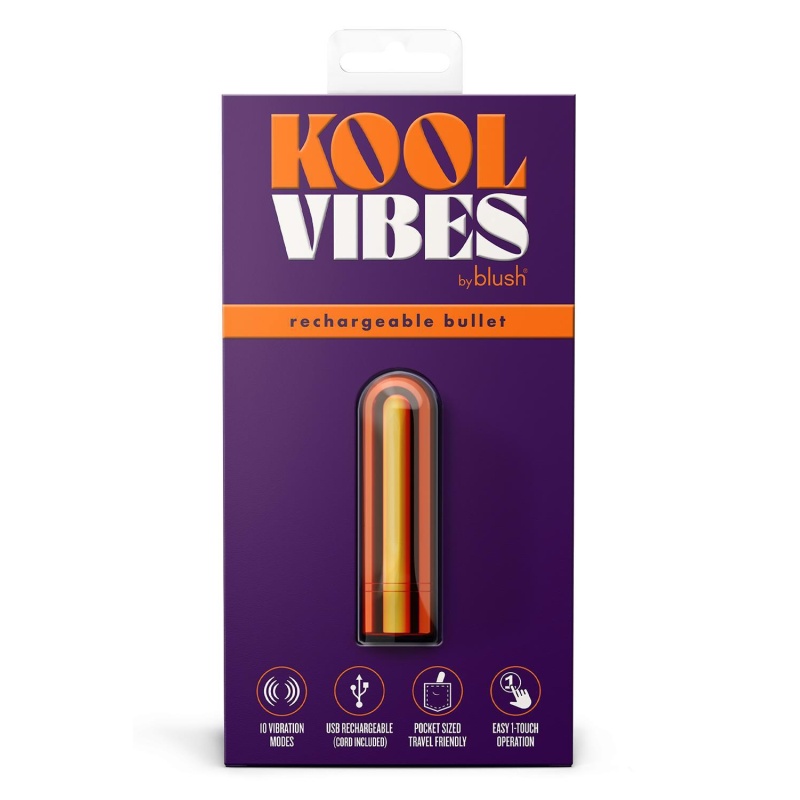 Mini bullet Kool Vibes Tangerine - 10 trybów wibracji, długość 6,3 cm - 1