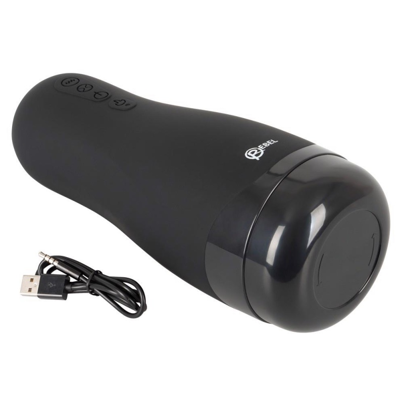 Masturbator Rebel with 3 Functions – rękaw z wypustkami, 5 wzorów wibracji, podgrzewanie do 42°C i ssanie, 26 cm - 9