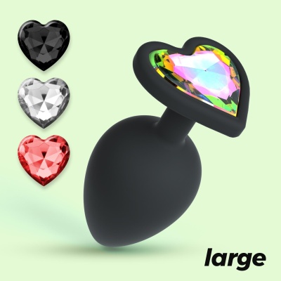 Plug analny Cuore Duży 4,2 cm z wymiennymi kryształkami - 1 2