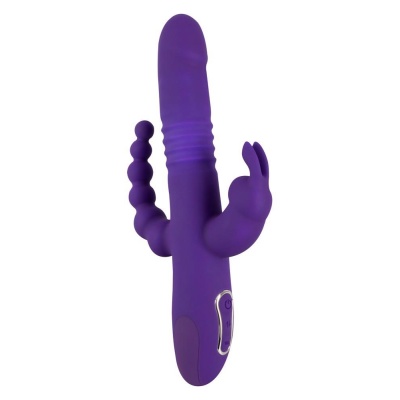 Wibrator Triple Thrusting V z napieraniem i rotacją kulek, 3 silniki, 24,8 cm - 1 2