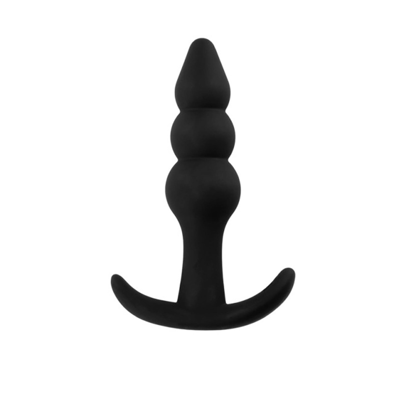 Korek analny Fantasy Black Beaded - silikonowy, koralikowy, długość 9 cm, szerokość 2,2 cm - 1