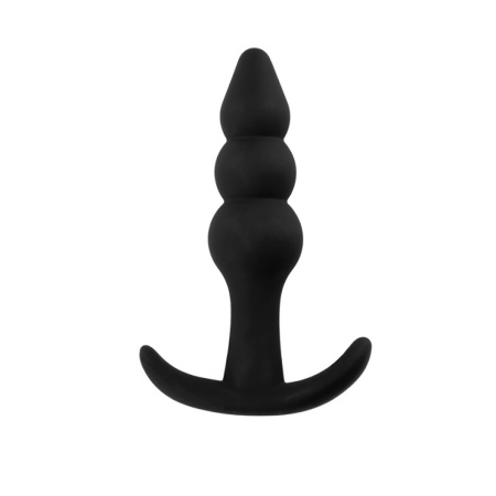Korek analny Fantasy Black Beaded - silikonowy, koralikowy, długość 9 cm, szerokość 2,2 cm - 1