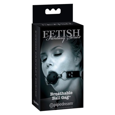 Knebel kulowy Breathable Ball Gag Black – oddychająca kula Ø 4 cm, regulowany pasek z imitacji skóry i metalową klamrą - 1