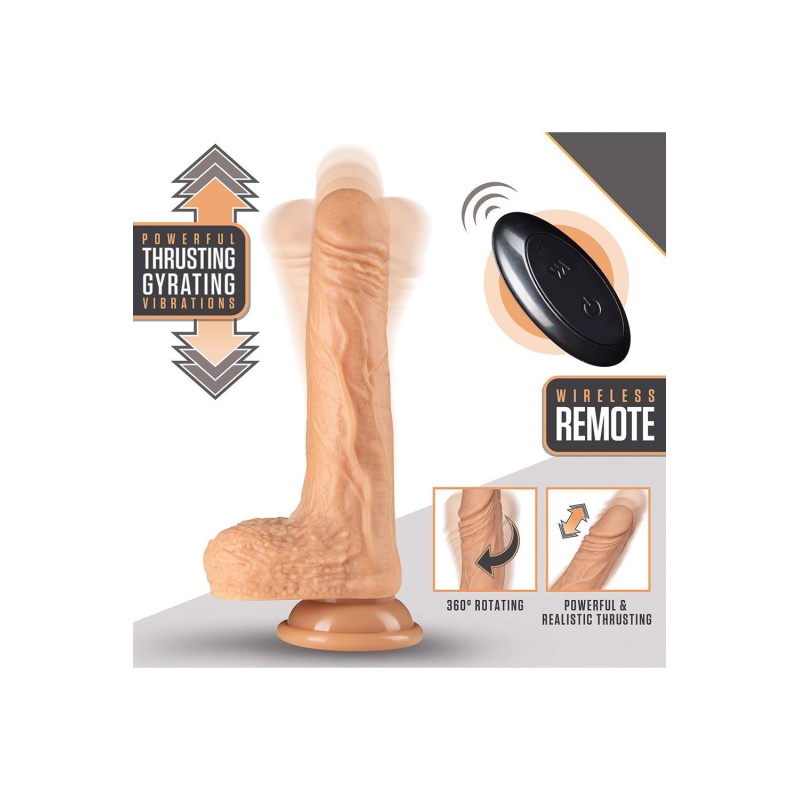 Dr. Grey - Realistyczny Dildo Silikonowy: Thrusting, Gyrating i Wibracje, 19,6 cm, Wanilia - 4