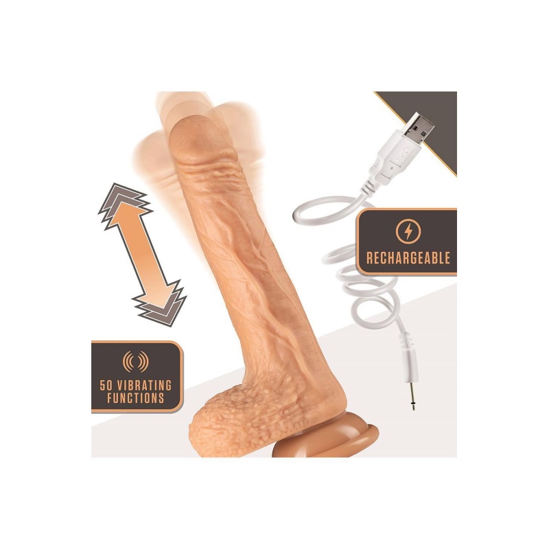 Dr. Grey - Realistyczny Dildo Silikonowy: Thrusting, Gyrating i Wibracje, 19,6 cm, Wanilia - 5