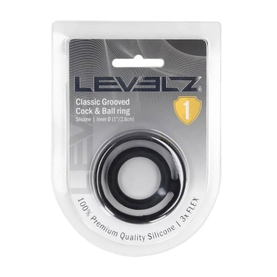 Classic Grooved Silicone Cock and Ball Ring - Black - 1