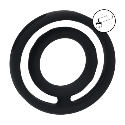 Classic Grooved Silicone Cock and Ball Ring - Black - 1 2