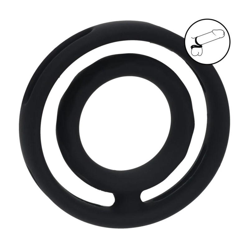 Classic Grooved Silicone Cock and Ball Ring - Black - 2