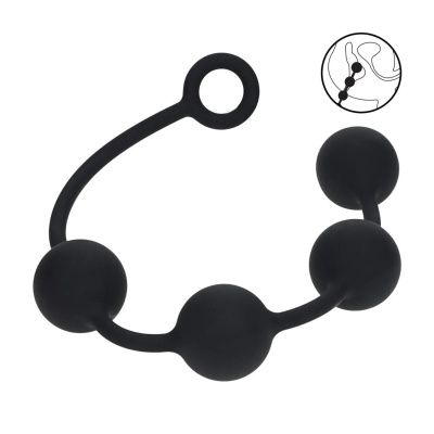 Round Silicone Anal Balls - XL - 50mm - Black - 1