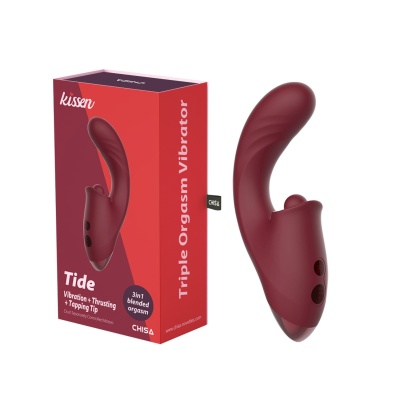 Wibrator Tide ze stymulacją łechtaczki i punktu G - 5 trybów posuwistych, 5 wzorów stukania, 10 programów wibracji, 17,8 cm - 1