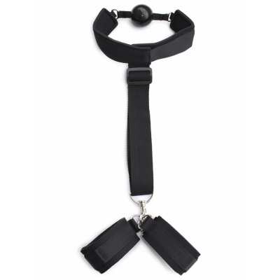 Mouth Gag Ball With Hand Cuffs - 1 2