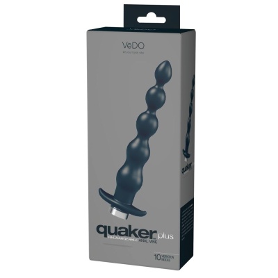 Wibrujące koraliki analne Quaker Plus Just Black – 10 trybów, silikon z powłoką PU, 21 cm - 1