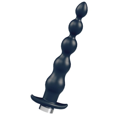 Wibrujące koraliki analne Quaker Plus Just Black – 10 trybów, silikon z powłoką PU, 21 cm - 1 2