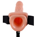 Wibrujący Strap-On Hollow z Jądrami – kanał wewnętrzny 3,5 cm, długość całkowita 18,9 cm - 4