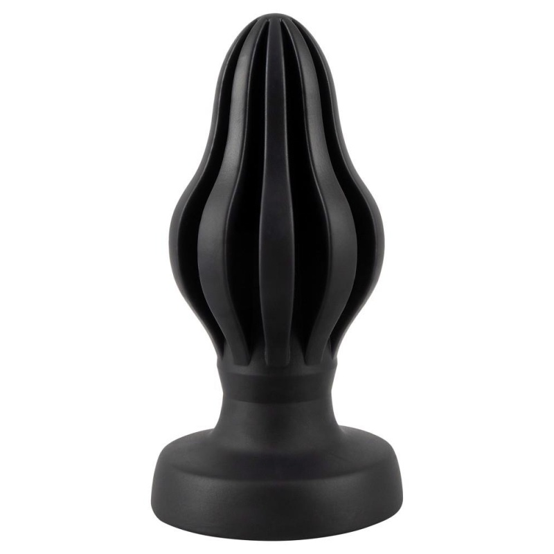 Korek analny ANOS Super Soft 7 cm – stożkowy, rowkowany, z przyssawką, długość całkowita 15,8 cm - 2