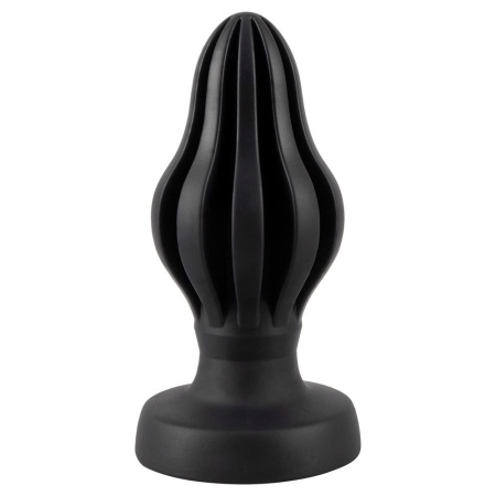 Korek analny ANOS Super Soft 7 cm – stożkowy, rowkowany, z przyssawką, długość całkowita 15,8 cm - 2