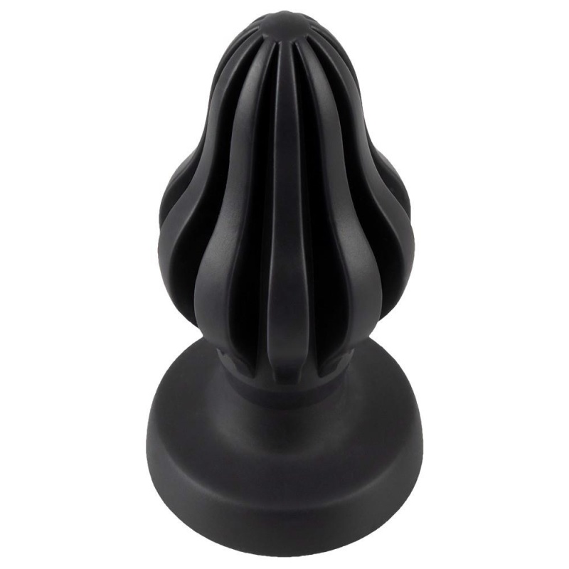 Korek analny ANOS Super Soft 7 cm – stożkowy, rowkowany, z przyssawką, długość całkowita 15,8 cm - 3