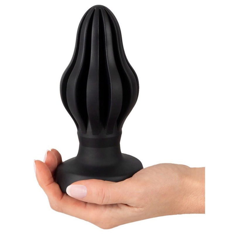 Korek analny ANOS Super Soft 7 cm – stożkowy, rowkowany, z przyssawką, długość całkowita 15,8 cm - 7