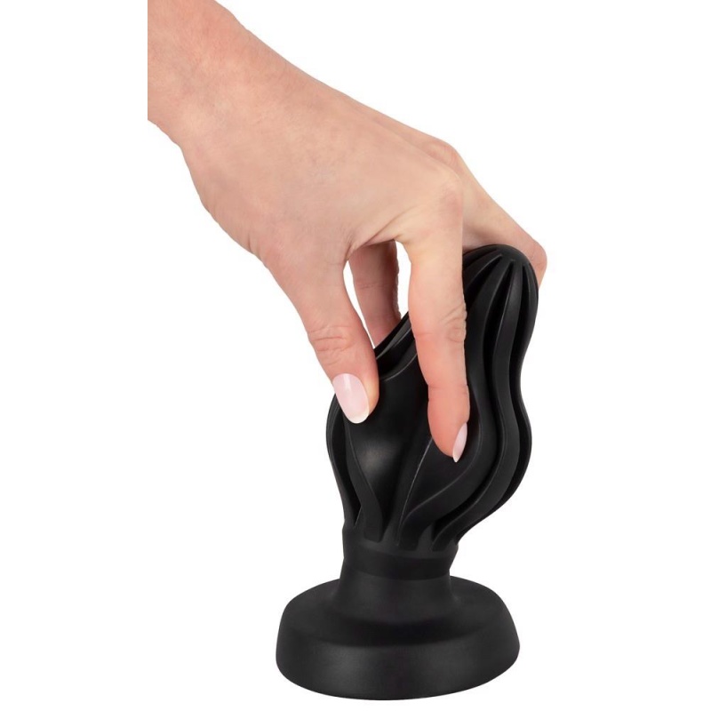 Korek analny ANOS Super Soft 7 cm – stożkowy, rowkowany, z przyssawką, długość całkowita 15,8 cm - 8
