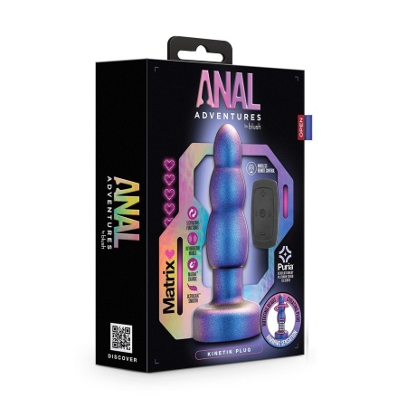 Korek analny Matrix Kinetik Plug Space Age Blue - żyrowanie 360°, 5 rzędów obrotowych kulek, 10 trybów wibracji, 14,6 cm - 1