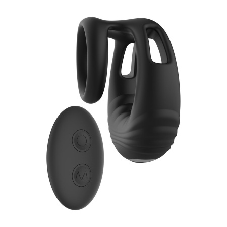 Pierścień wibracyjny na penisa STRONG z pilotem i podwójnym pierścieniem, długość 7,2 cm, szerokość 3,4-7 cm - 2