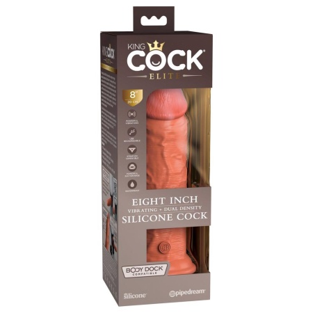 Wibrator King Cock Elite 8-calowy Dual Density — silikon podwójnej gęstości, 20,3 cm długości wsuwania, średnica maksymalna 5,4 - 1