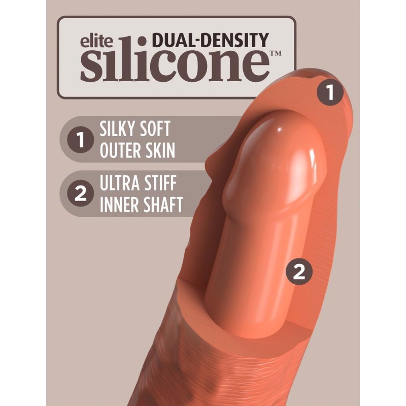 Wibrator King Cock Elite 8-calowy Dual Density — silikon podwójnej gęstości, 20,3 cm długości wsuwania, średnica maksymalna 5,4 - 5