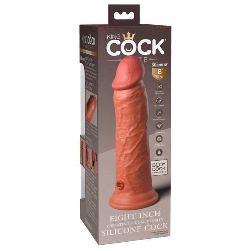 Wibrator King Cock Elite 8-calowy Dual Density — silikon podwójnej gęstości, 20,3 cm długości wsuwania, średnica maksymalna 5,4 - 7