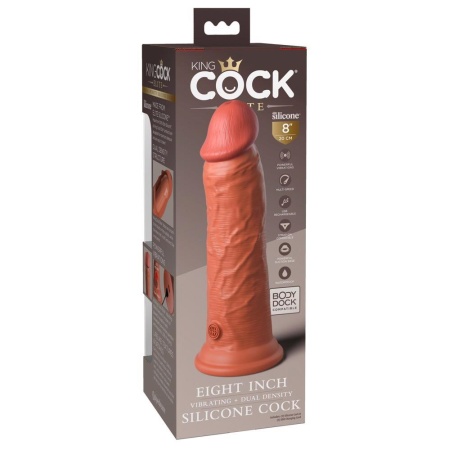 Wibrator King Cock Elite 8-calowy Dual Density — silikon podwójnej gęstości, 20,3 cm długości wsuwania, średnica maksymalna 5,4 - 7