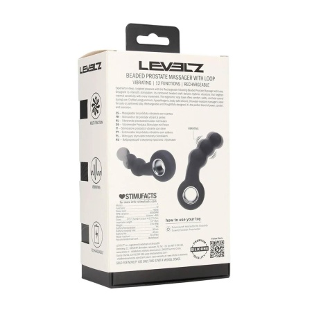Vibrating Beaded Silicone Prostate Massager with Loop - Black - 3