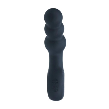 Vibrating Beaded Silicone Prostate Massager with Loop - Black - 4